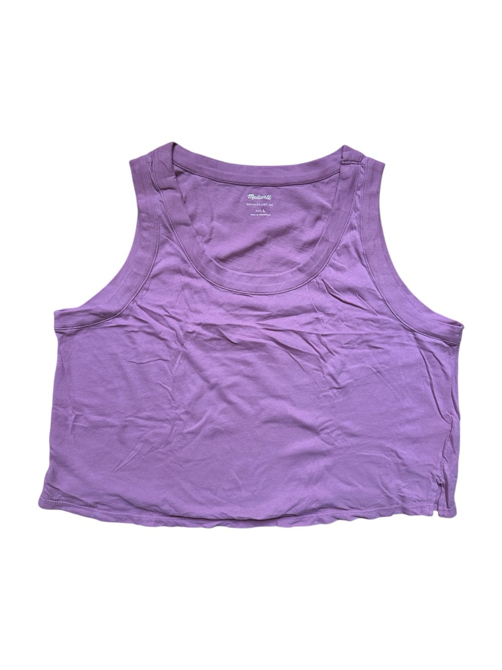 Madewell Lilac Pink Scoop Neck Cropped Cotton Tank